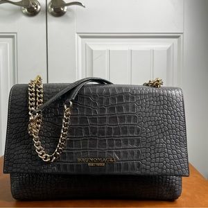 Bruno Magli Croc Embossed Chain Shoulder Bag